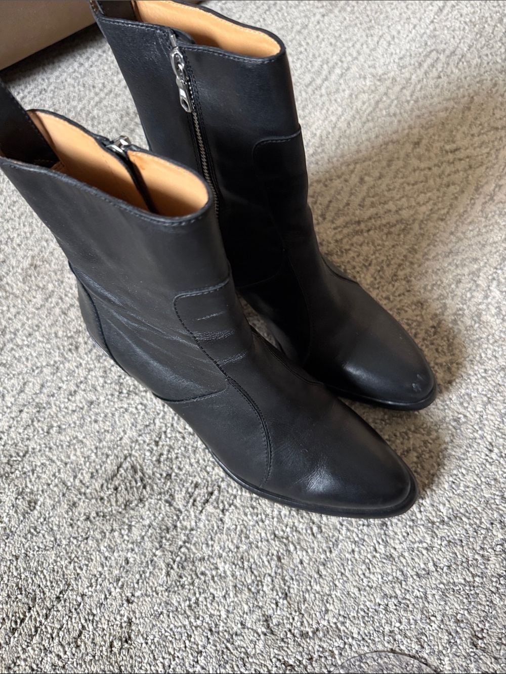 rag & bone Black Leather Ankle Boots with Side Zip